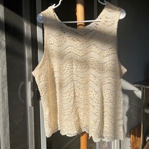 Vintage 90's solange cream lace Sheer sleeveless tank top cottagecore coquette